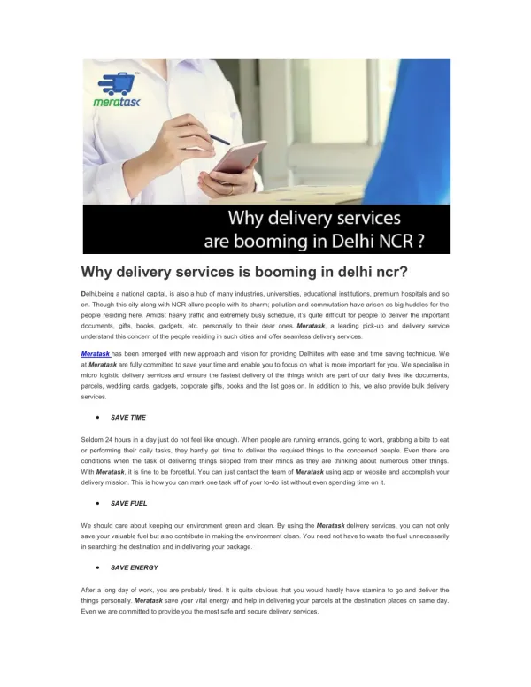 Why delivery services is booming in delhi ncr