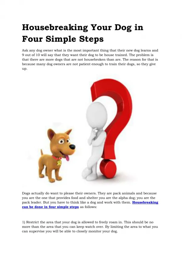 Housebreaking Your Dog in Four Simple Steps