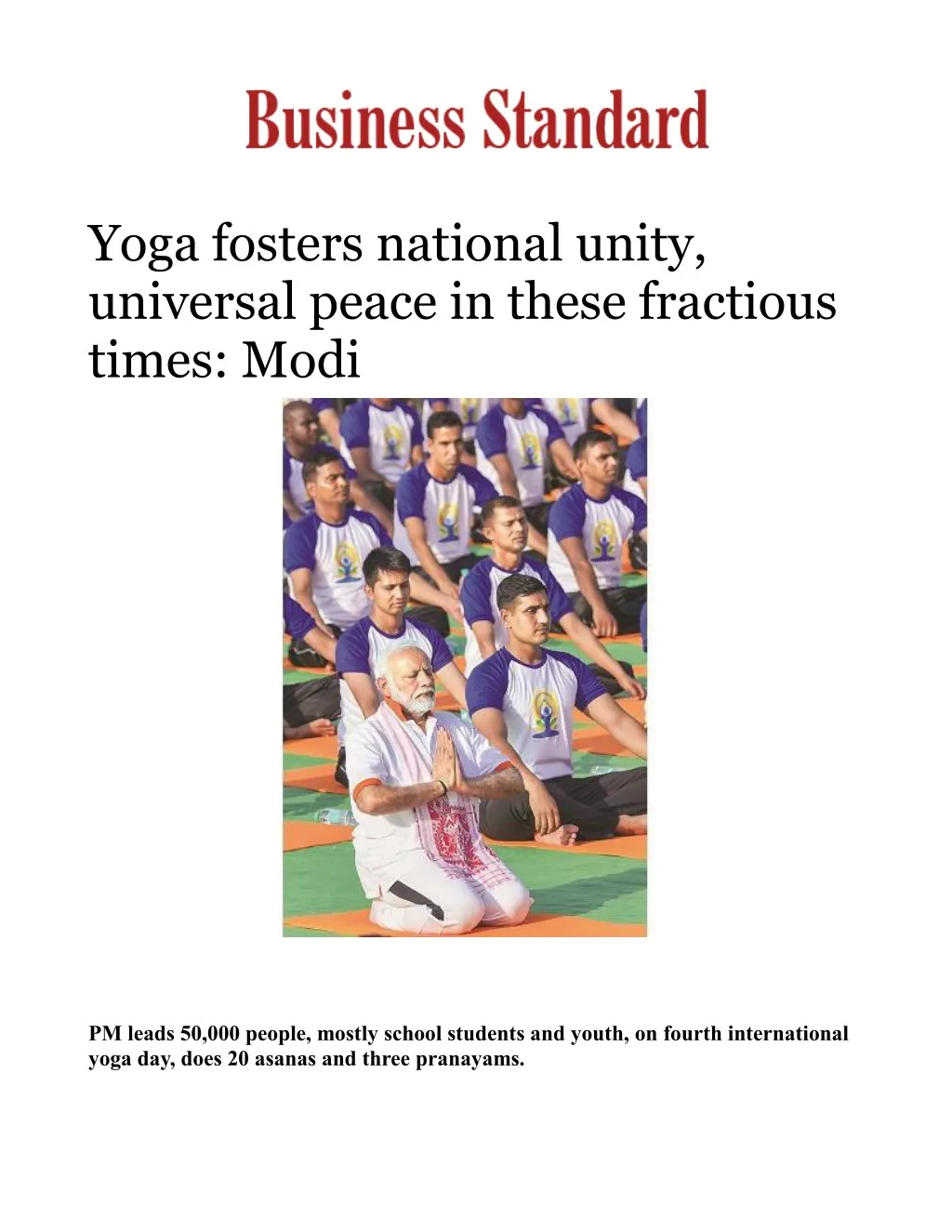 yoga fosters national unity universal peace