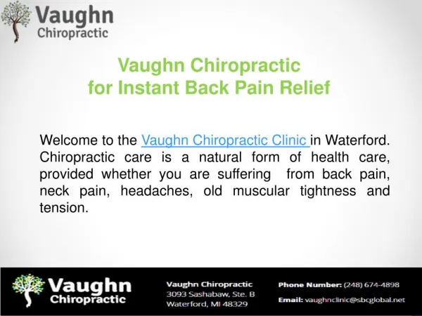 Vaughn Chiropractic Care for Back Pain Relief