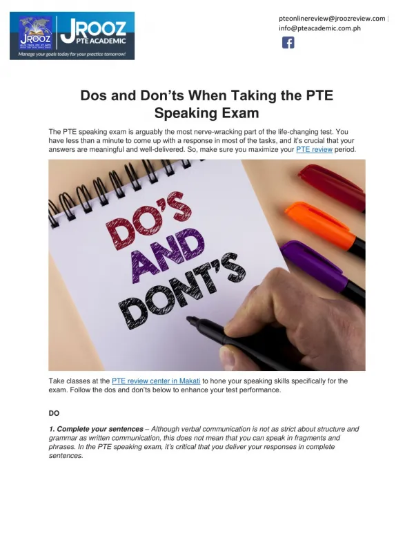 Dos and Don’ts When Taking the PTE Speaking Exam