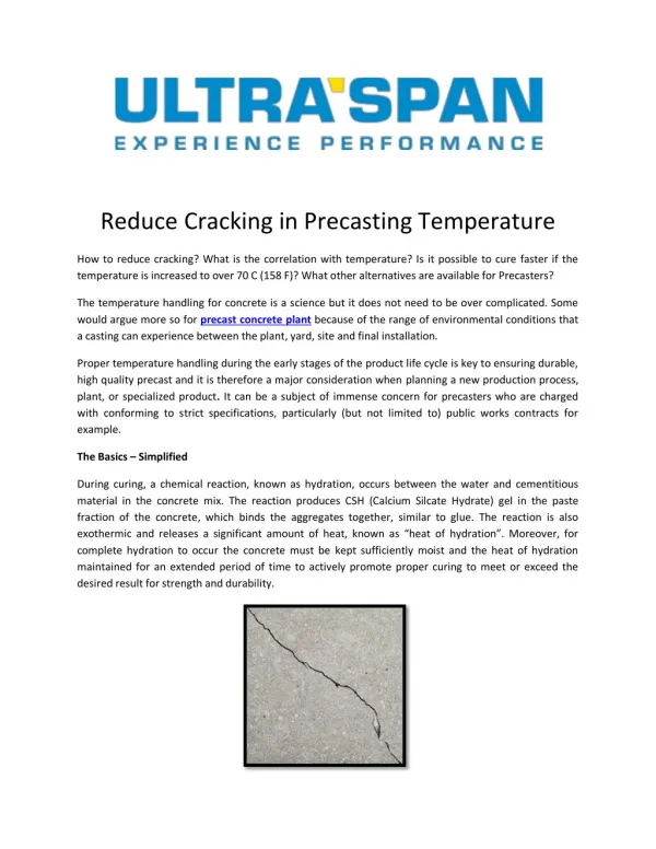 Reduce Cracking in Precasting Temperature