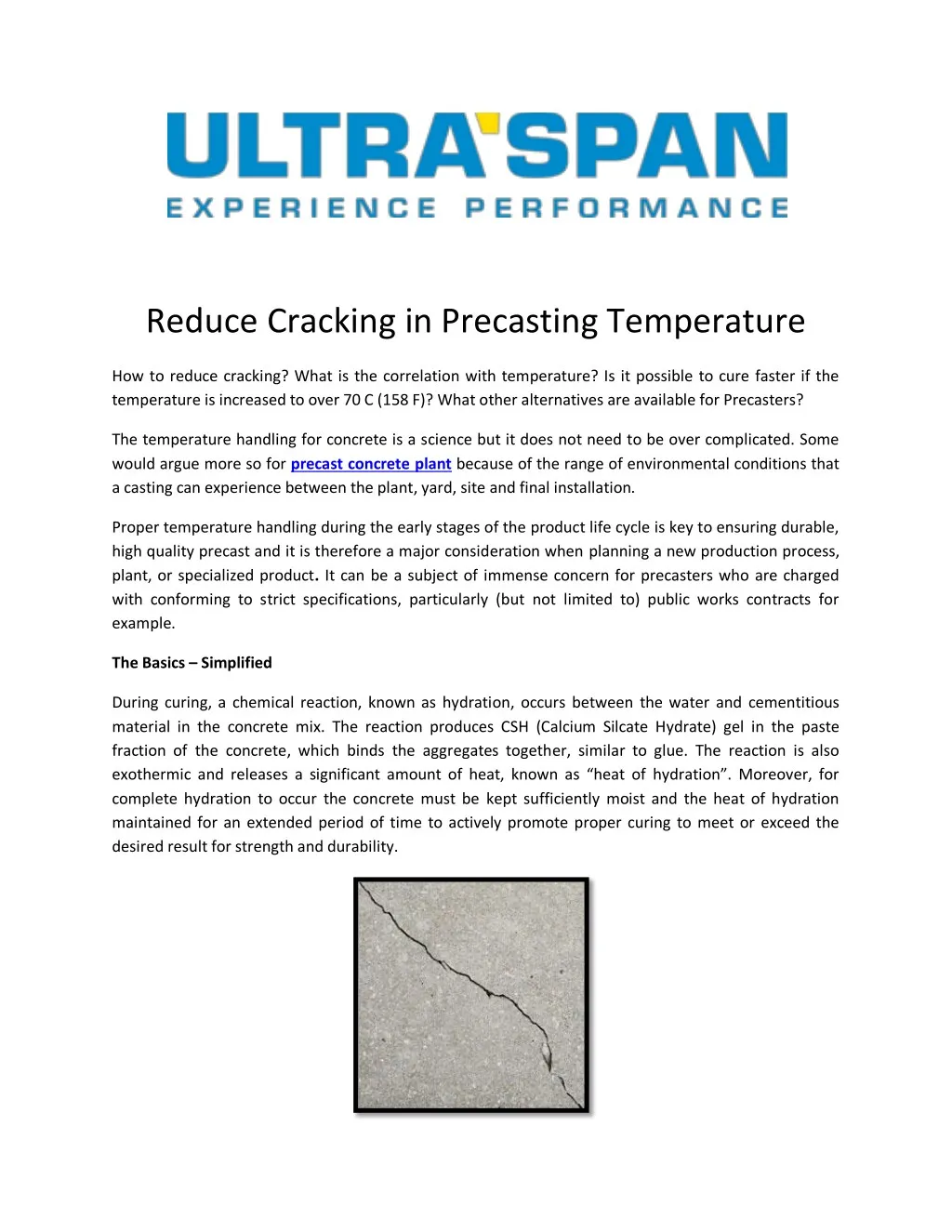 reduce cracking in precasting temperature