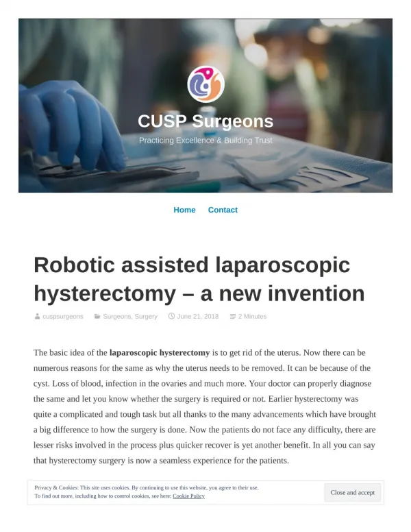 Robotic assisted laparoscopic hysterectomy – a new invention