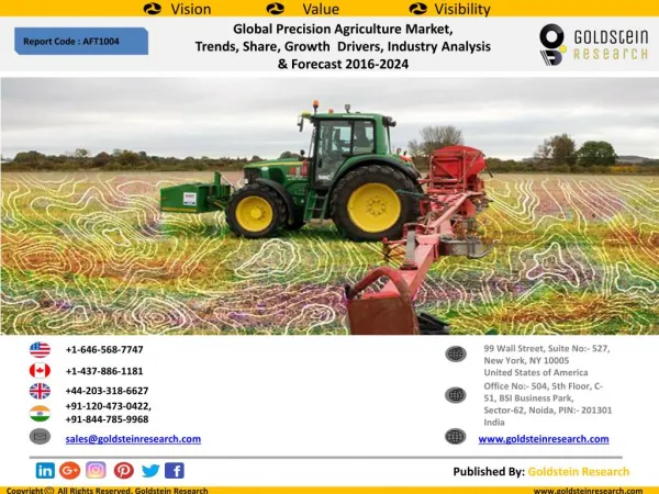 Global Precision Agriculture Market, Trends, Share, Growth Drivers, Industry Analysis & Forecast 2016-2024