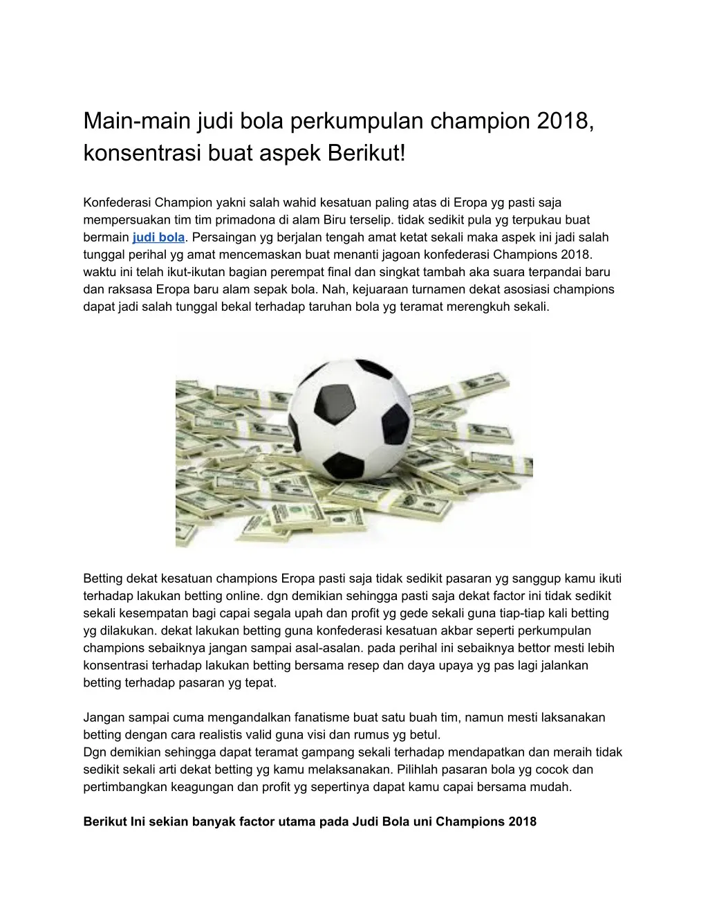 main main judi bola perkumpulan champion 2018