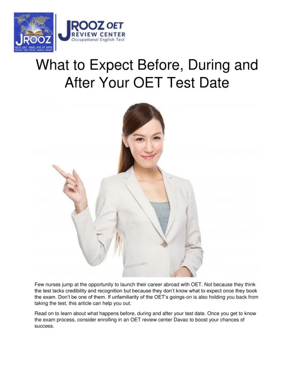 What to Expect Before, During and After Your OET Test Date