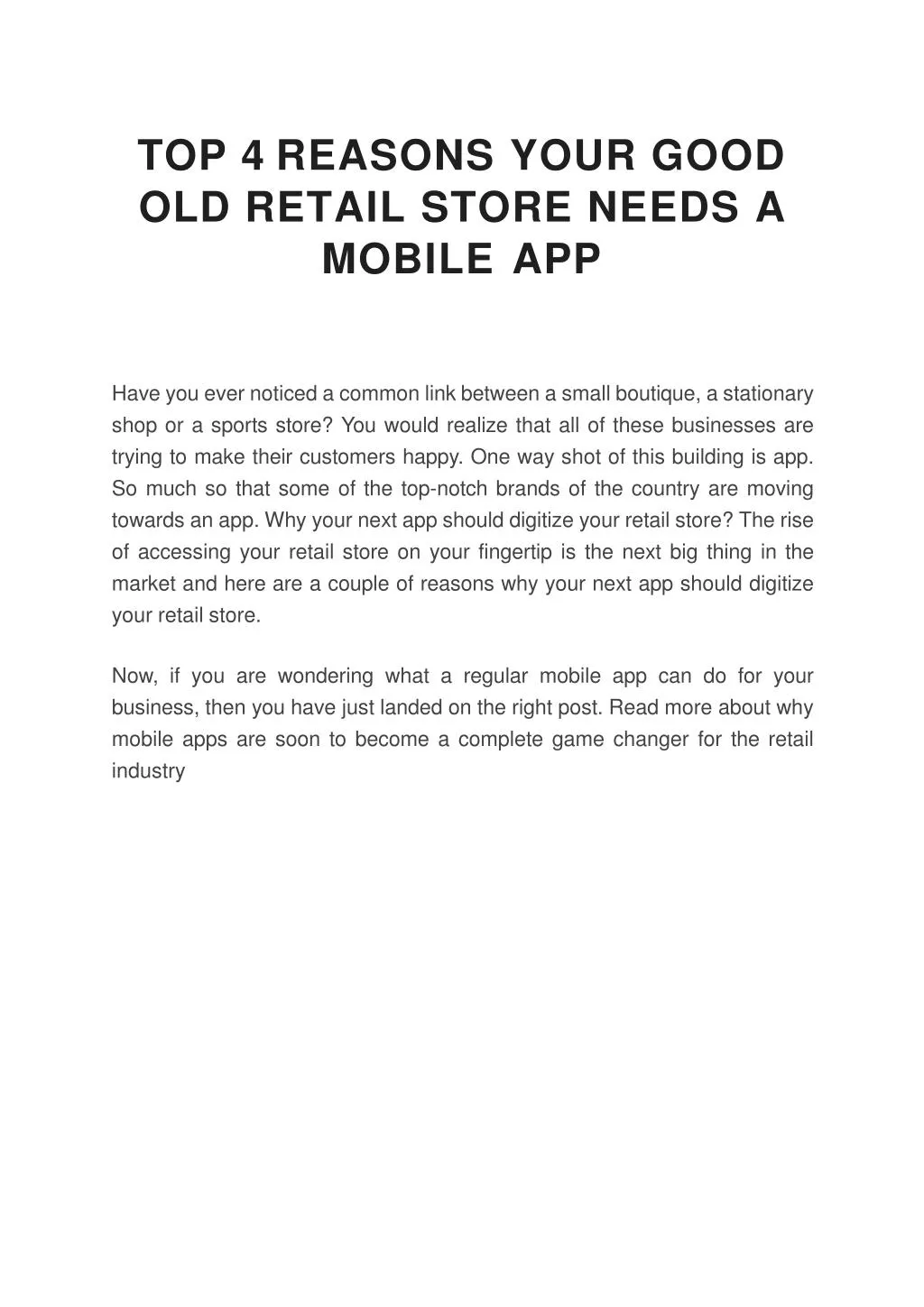 top 4 reasons your good old retail store needs a mobile app
