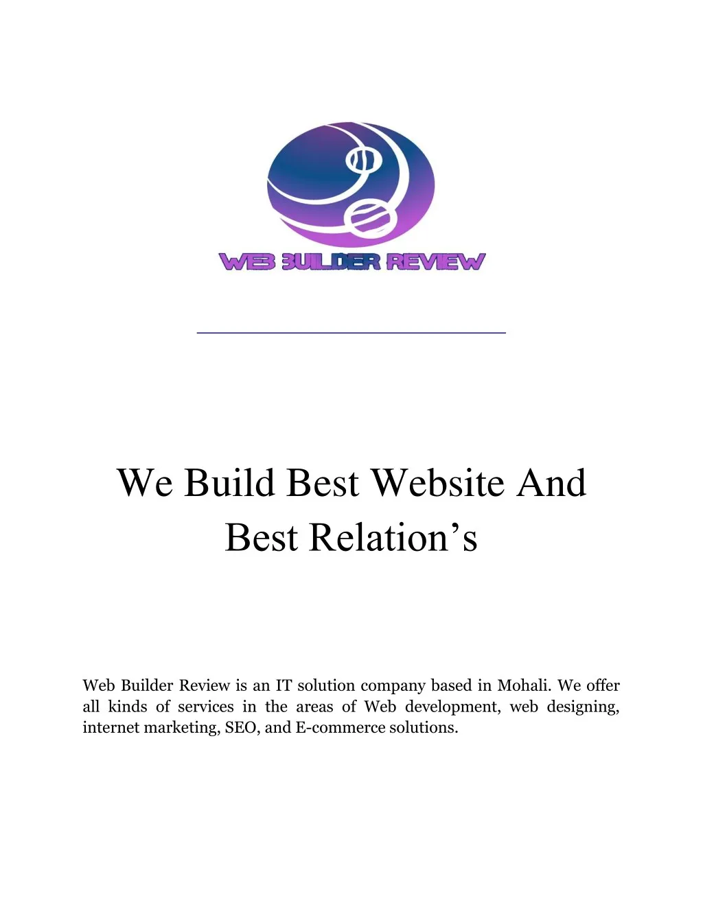 we build best website and best relation s