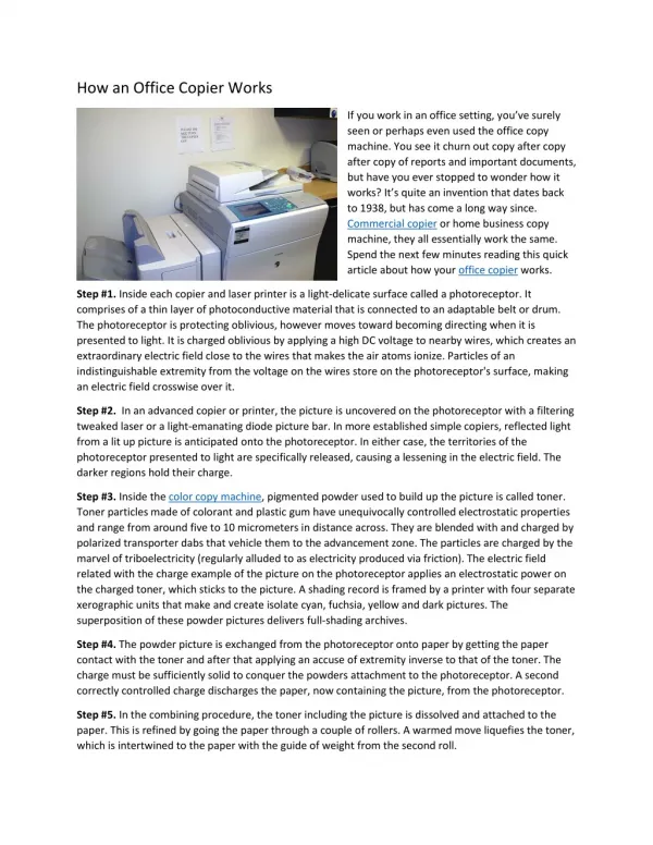 How an Office Copier Works