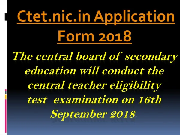CTET 2018 Application form