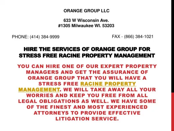 Hire Orange Group For Stress Free Racine Property Management
