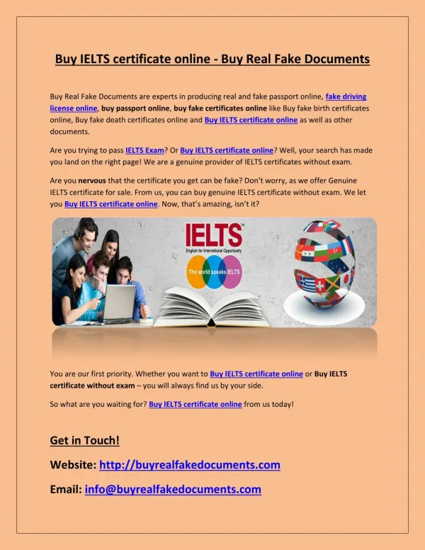 Buy IELTS certificate online - Buy Real Fake Documents