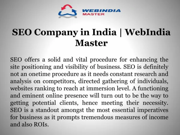 SEO Company in India | WebIndia Master