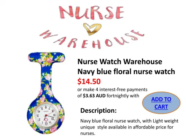 Navy Blue Floral Nurse Watch â€“ Nurse Watch Warehouse