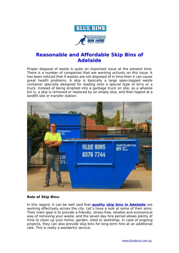 Reasonable and Affordable Skip Bins of Adelaide