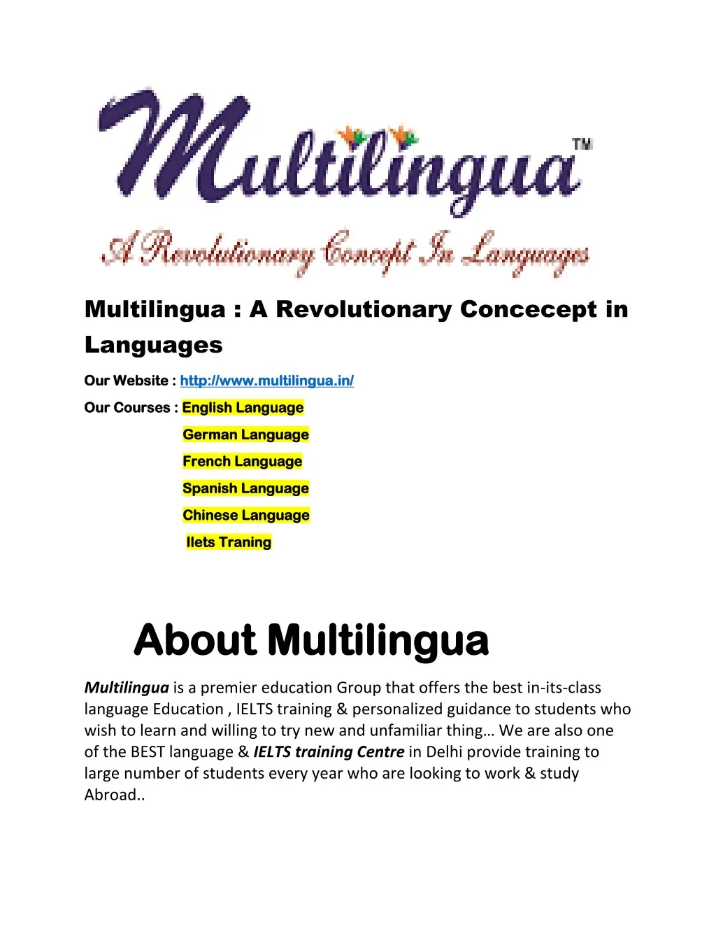 multilingua a revolutionary concecept in languages