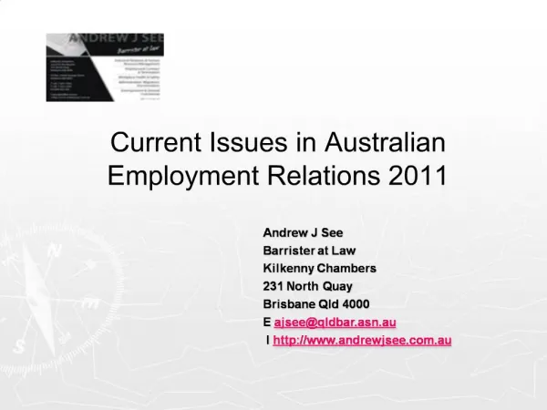 Current Issues in Australian Employment Relations 2011