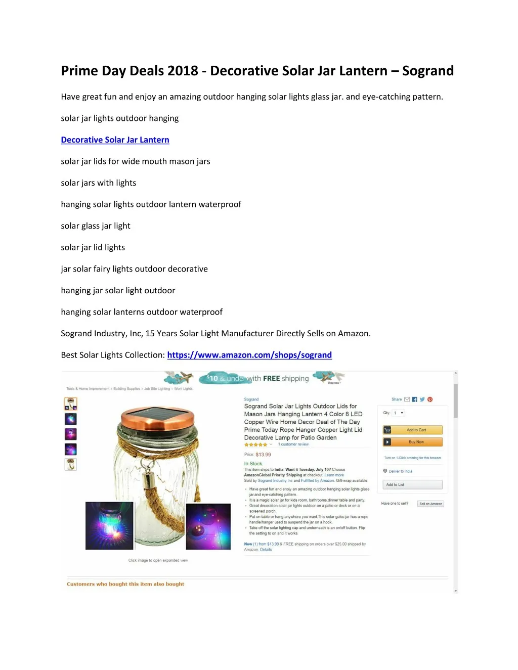 prime day deals 2018 decorative solar jar lantern