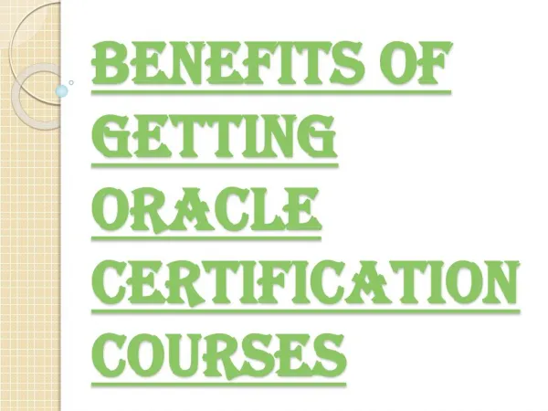 5 levels of Oracle Certification Courses Glasgow