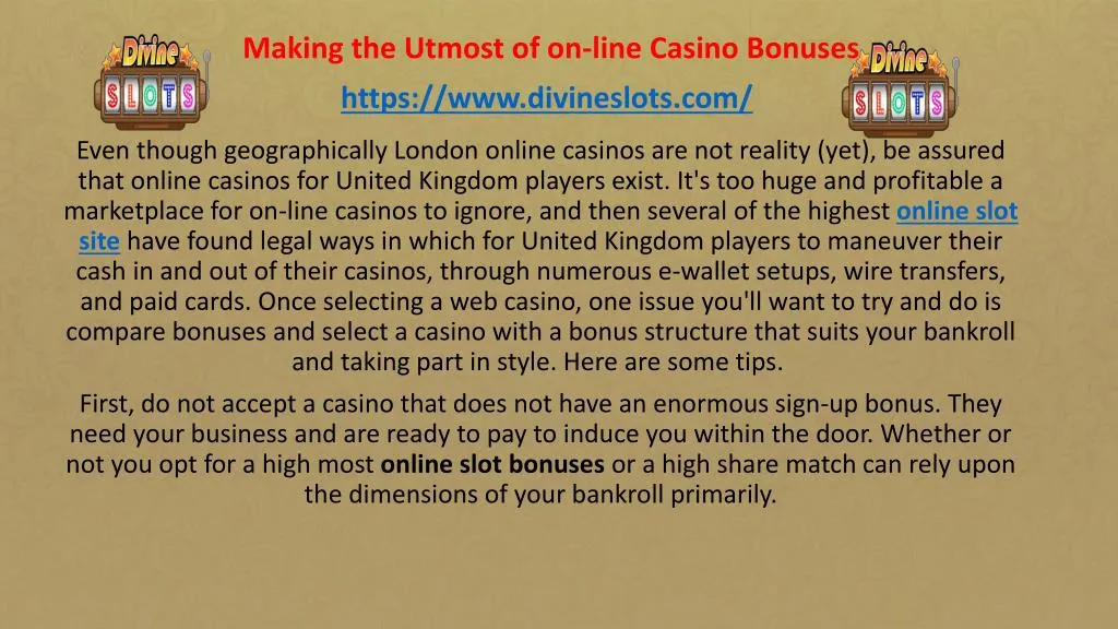 making the utmost of on line casino bonuses