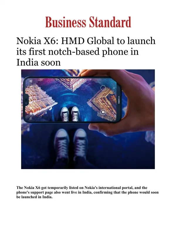 Nokia X6: HMD Global to launch its first notch-based phone in India soon 