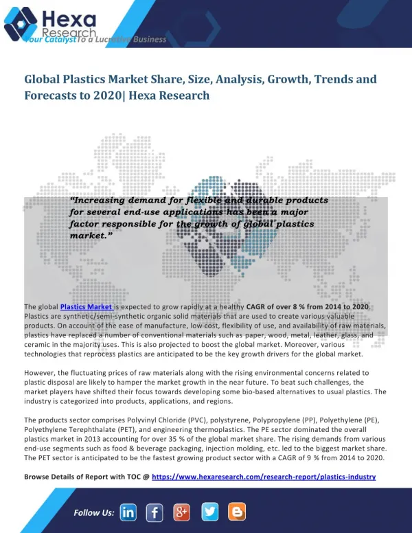 Global Plastics Industry Analysis and Forecast to 2020