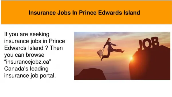 Insurance jobs in Prince Edward Island