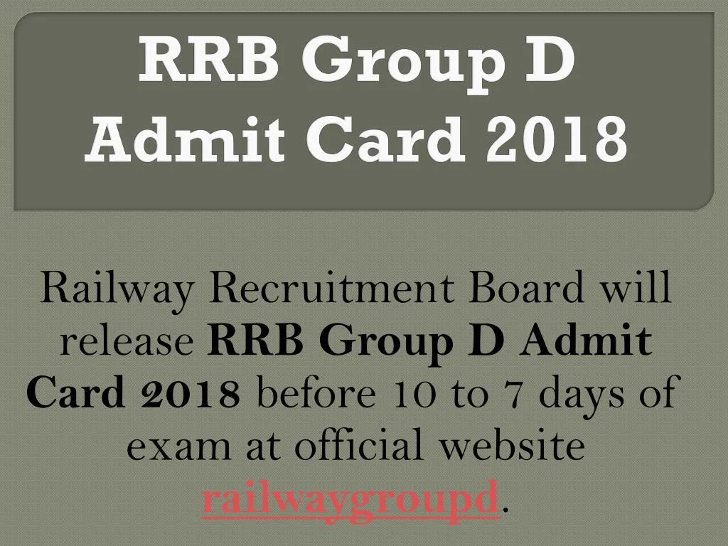rrb group d admit card 2018