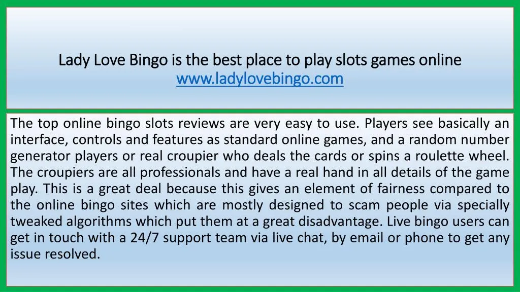 lady love bingo is the best place to play slots games online www ladylovebingo com