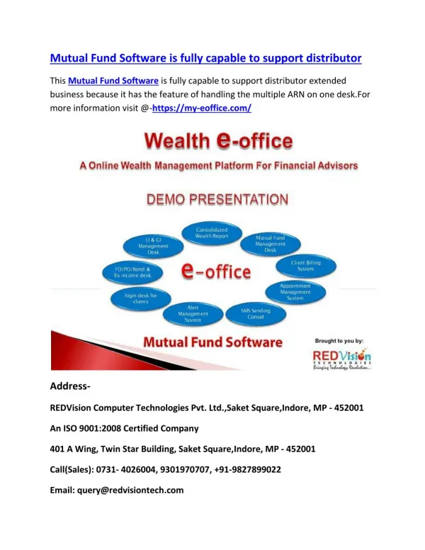Mutual Fund Software is fully capable to support distributor