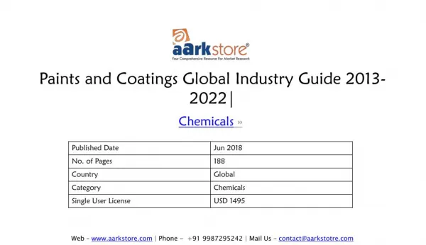 Market Research Report - Paints and Coatings Global Industry Guide 2013-2022