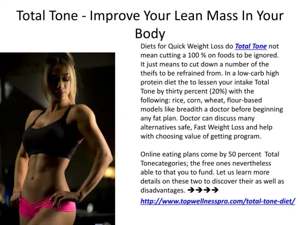 Total Tone - Now Weight Reduce Is Easy