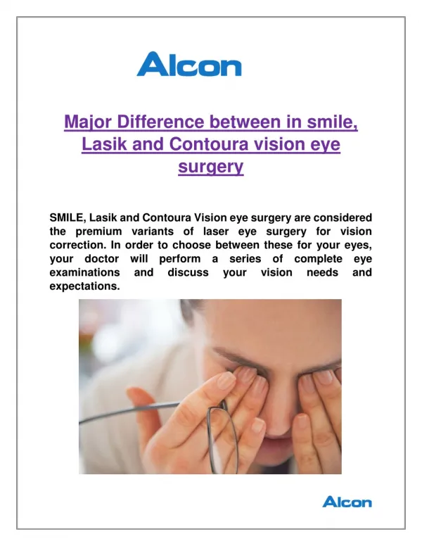Major Difference between in smile, Lasik and Contoura vision eye surgery