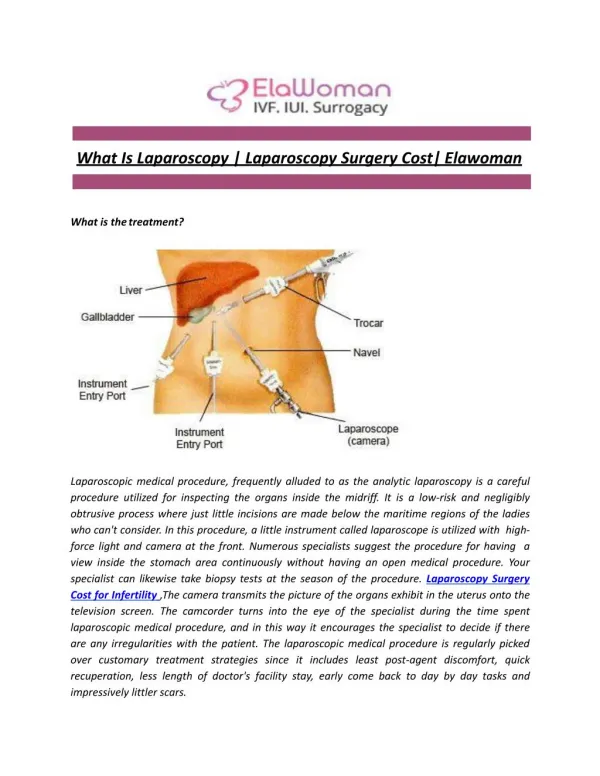 What Is Laparoscopy | Laparoscopy Surgery Cost| Elawoman