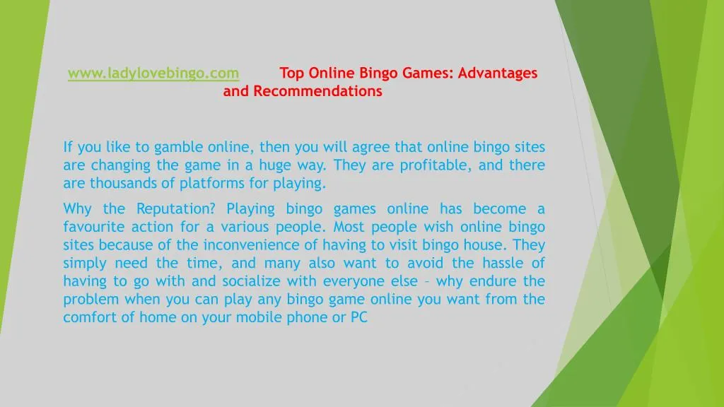 www ladylovebingo com top online bingo games advantages and recommendations