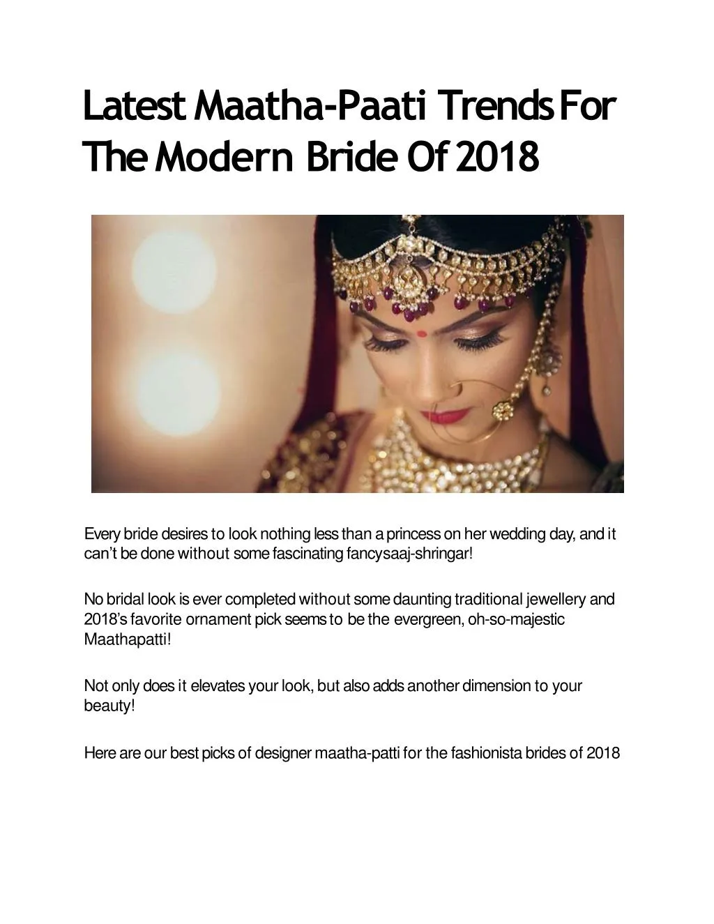 latest maatha paati trends for the modern bride of 2018