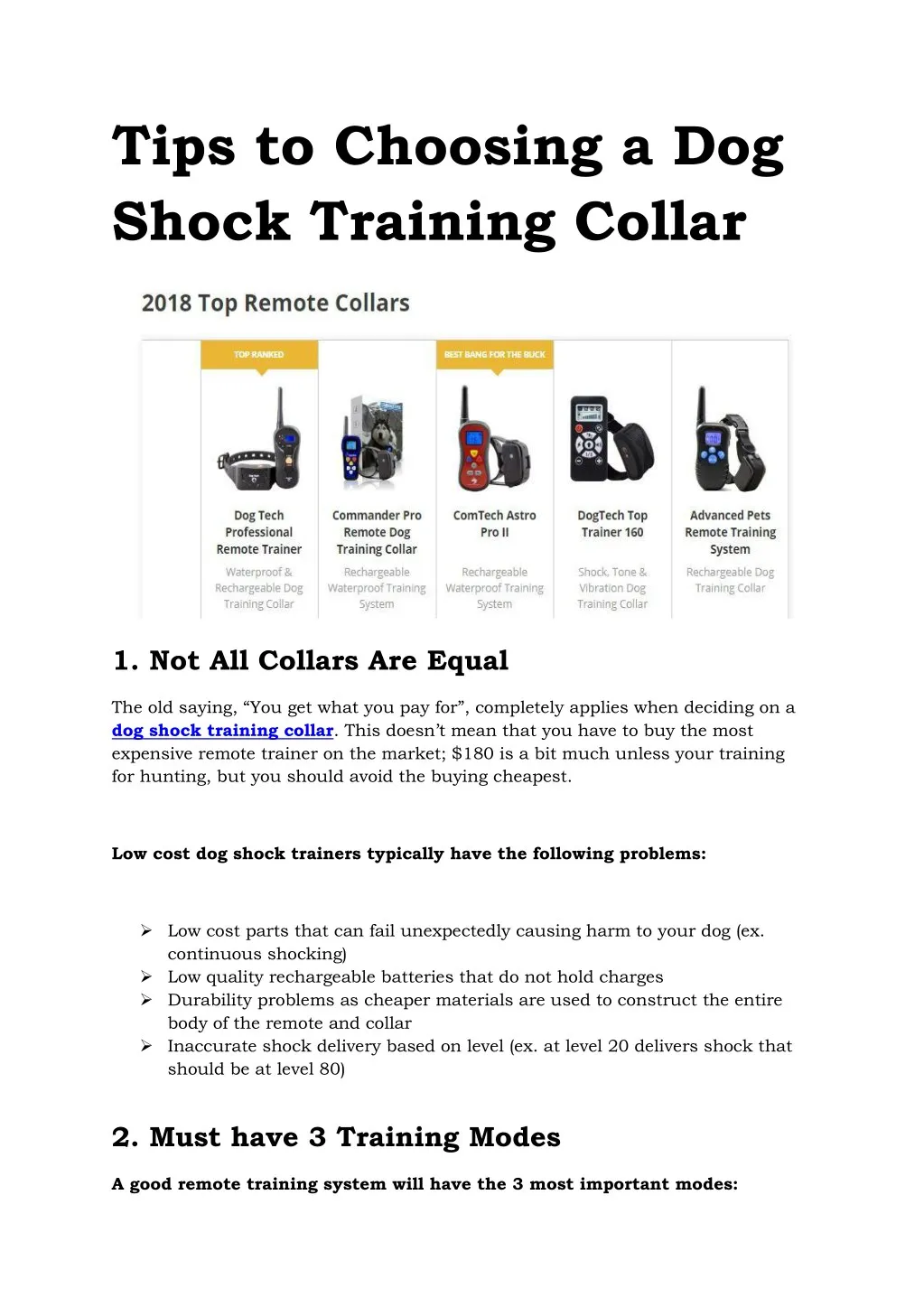 tips to choosing a dog shock training collar