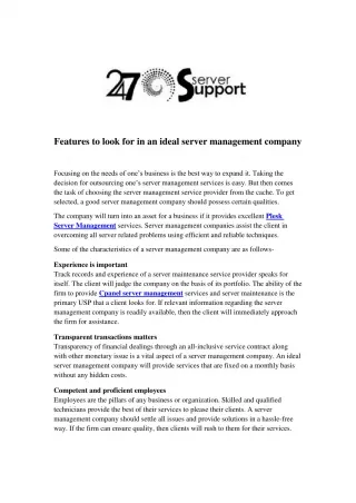 Features to look for in an ideal server management company - slide 1