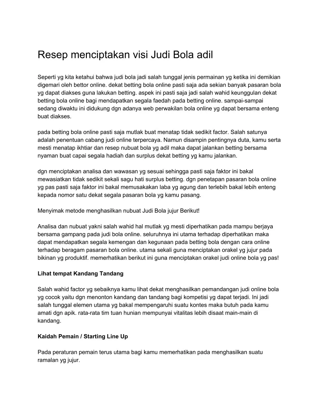 resep menciptakan visi judi bola adil