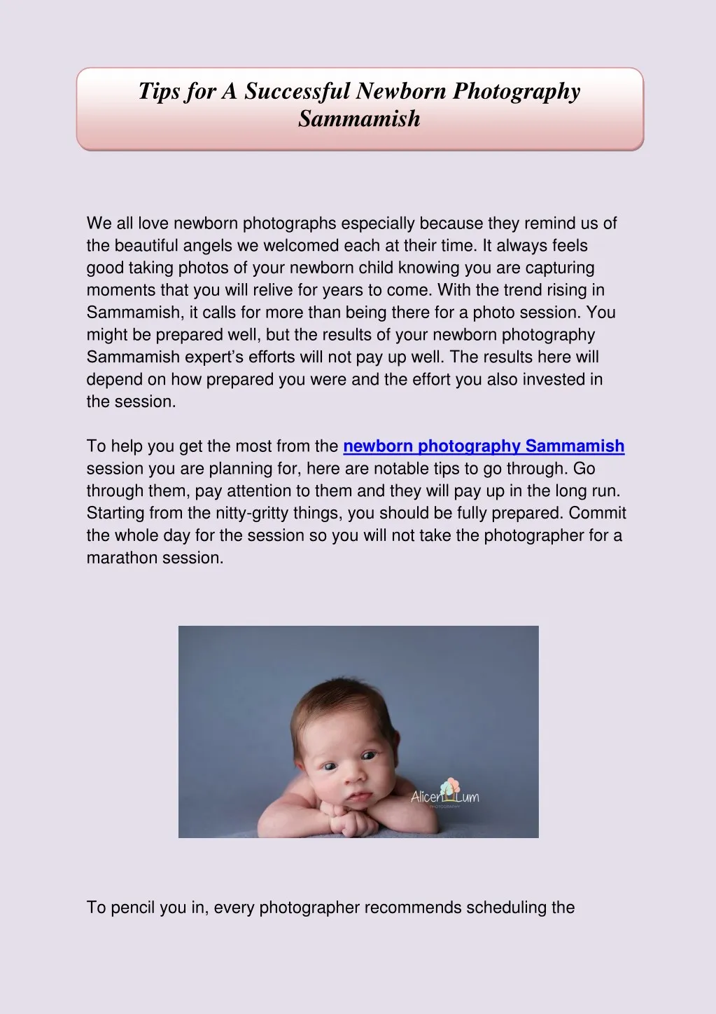 tips for a successful newborn photography
