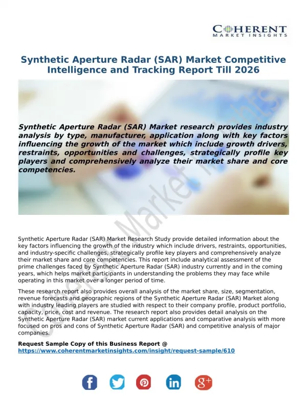 Synthetic Aperture Radar (SAR) Market Competitive Intelligence and Tracking Report Till 2026