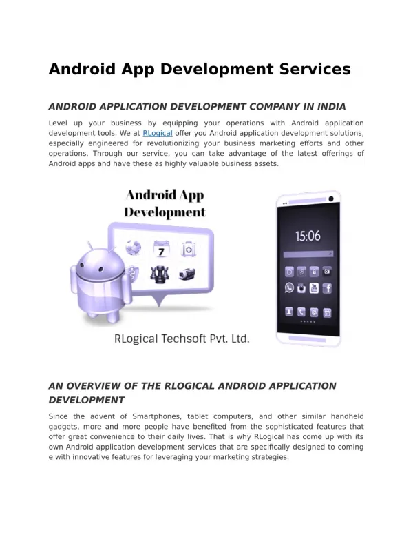 ANDROID APPLICATION DEVELOPMENT COMPANY IN INDIA