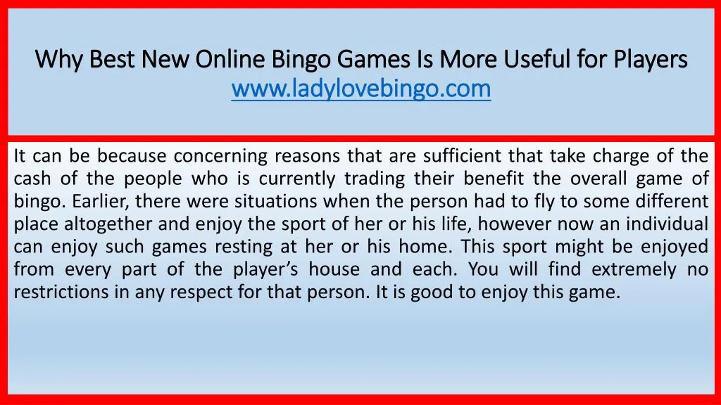 why best new online bingo games is more useful for players www ladylovebingo com