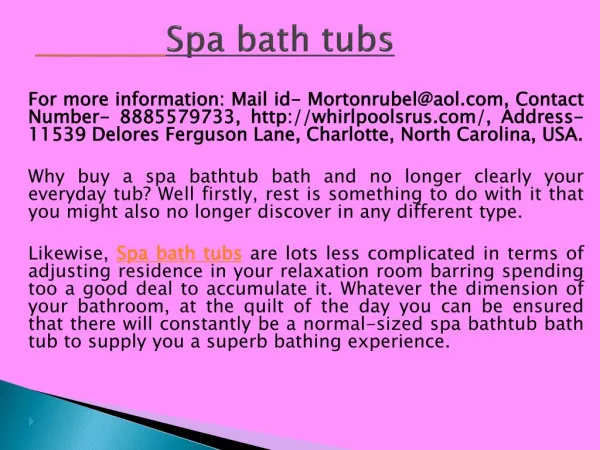 Spa bath tubs