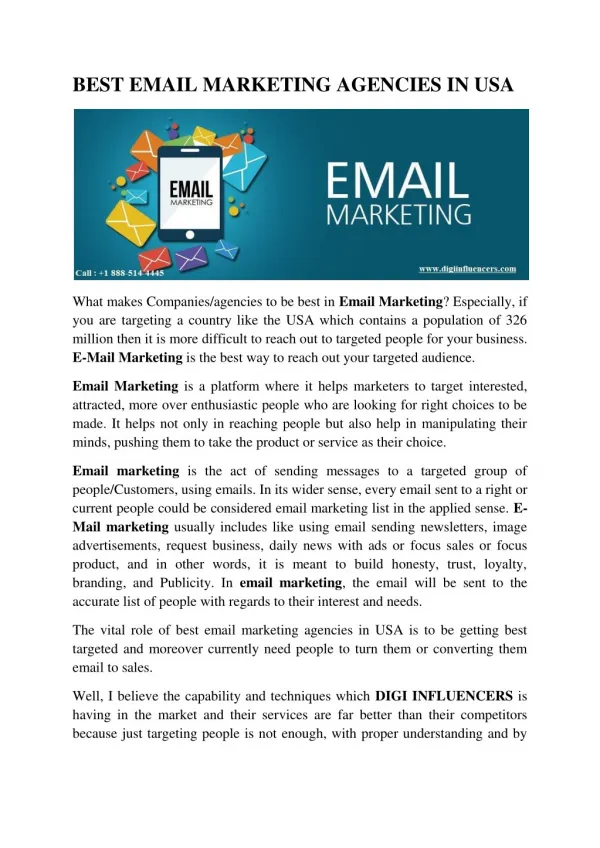 BEST E-MAIL MARKETING AGENCIES IN USA