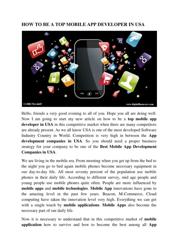 Top Mobile App Developer in USA | Mobile App Design in USA