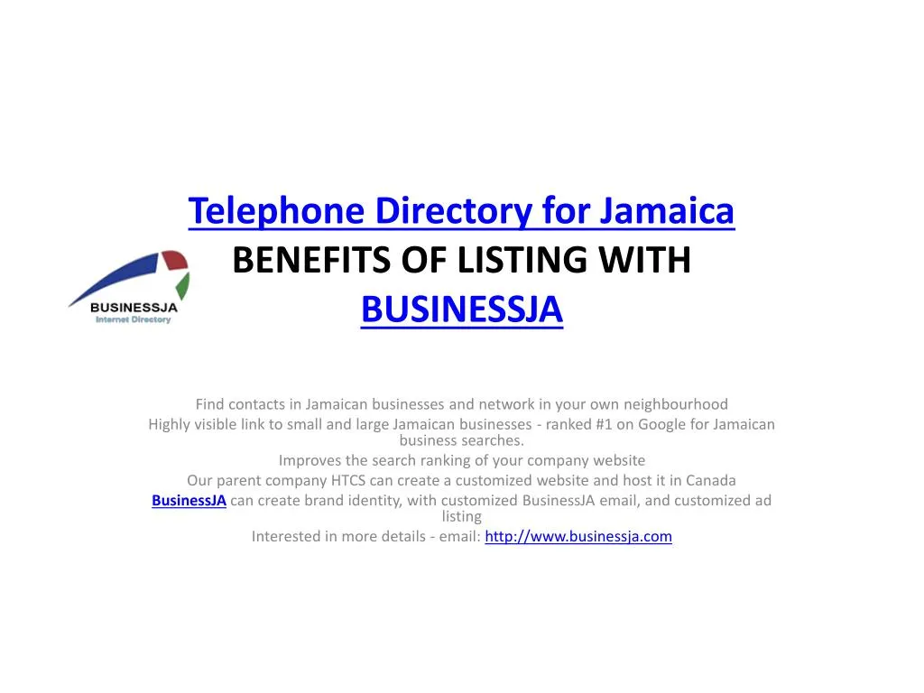 telephone directory for jamaica benefits of listing with businessja
