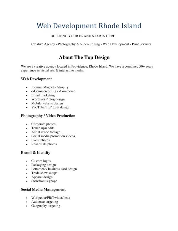 Rhode Island web development