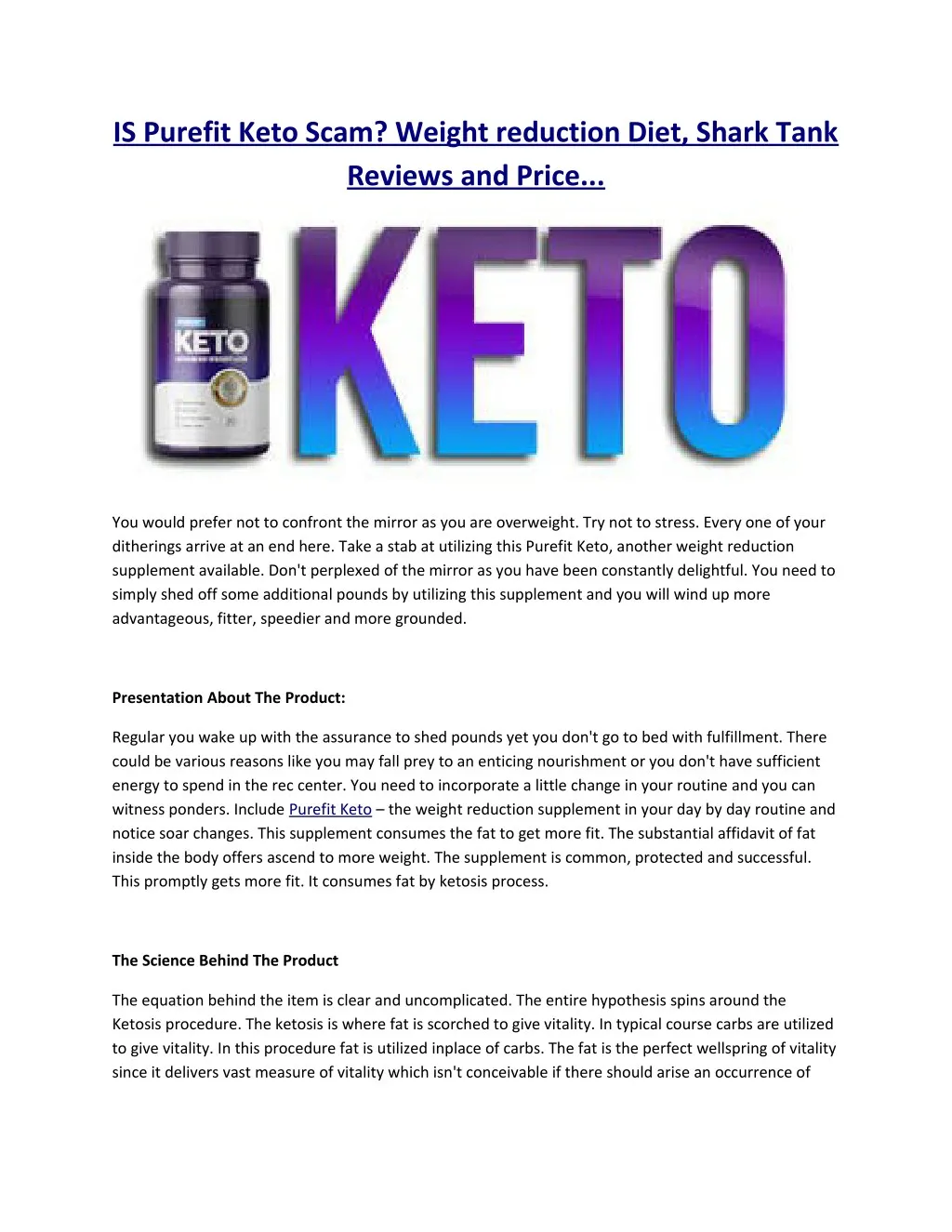 is purefit keto scam weight reduction diet shark